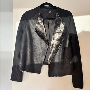 Ella Moss Black and Gray Faux Fur Jacket, Size M